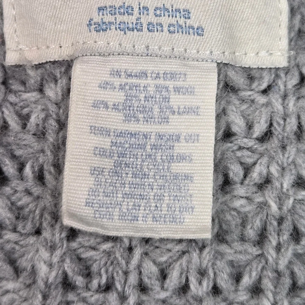 Aerie Cardigan Womens Large Grey Wool Blend Chunky Waffle Knit Boyfriend Sweater